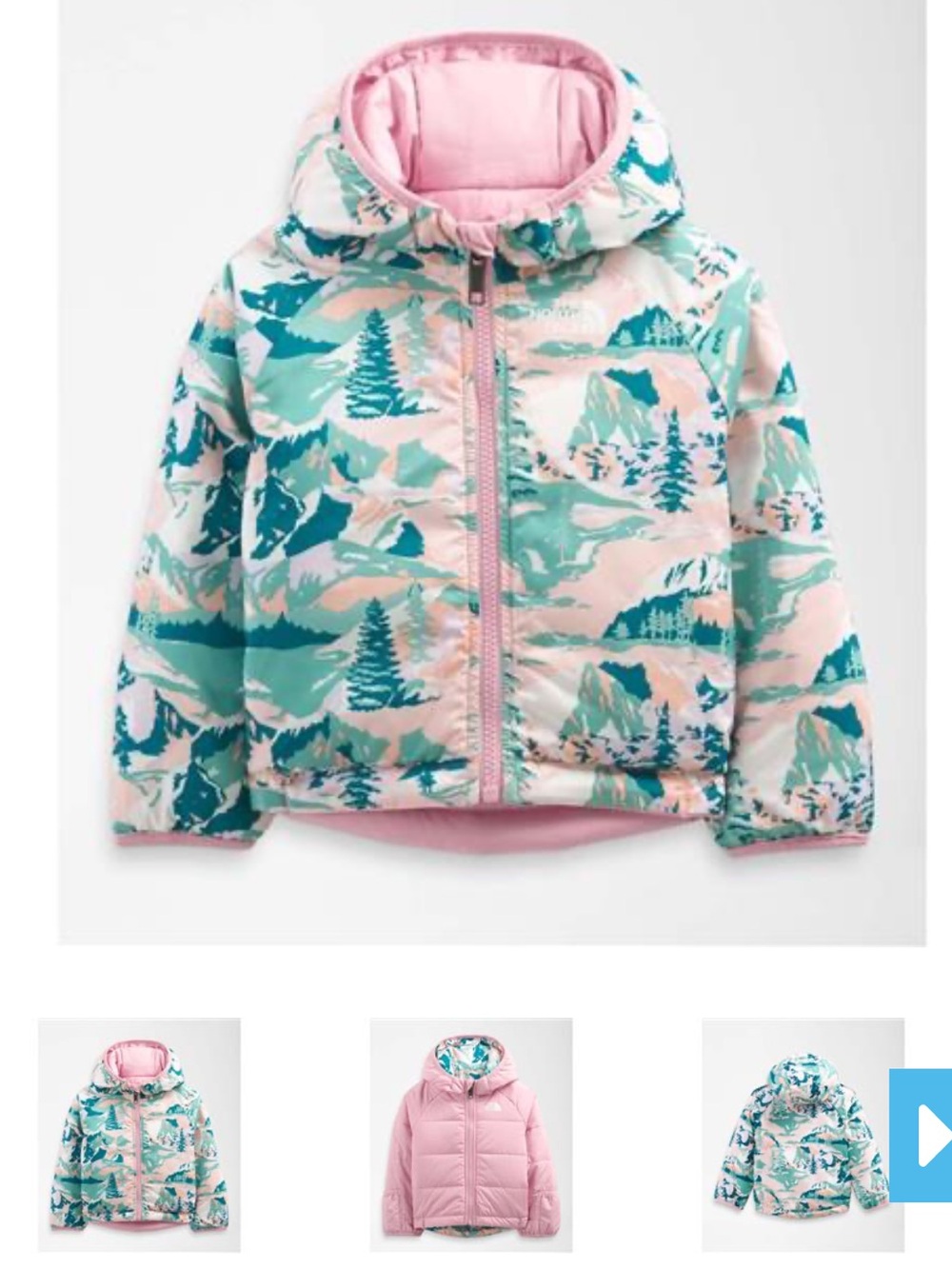 The North Face Reversible Perrito Hooded Baby Jacket Size 12-18 MO
